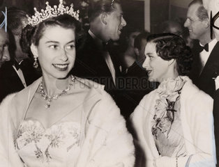 Queen Elizabeth at the opening of the Italian Film Festival  1954.