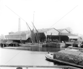 Warehouses at Poplar Dock  London  c 1898.