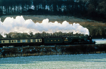 The ‘Flying Scotsman’ steam locomotive pulling a passenger train.