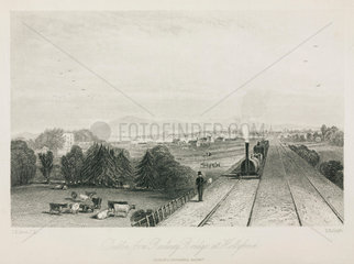 View of Dublin from the railway bridge at Holybrook  1836.