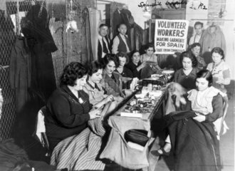 New York clothing workers making garments for Spain  15 January 1937.
