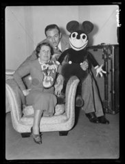 Mr and Mrs Walt Disney with Mickey Mouse  London  21 June 1935.