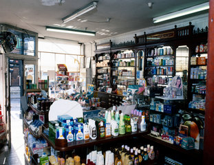 Interior view of H A Noble’s chemist shop  South Croydon  London  c 1970s.