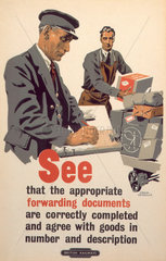 ‘See that the appropriate...documents...’  BR staff poster  1947-1951.