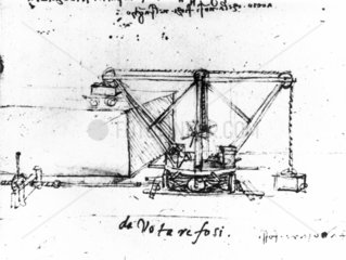 Crane designed by Leonardo da Vinci  c 15th century.