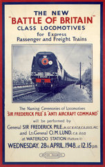 'The New Battle of Britain Class Locomotives'  BR poster  1948.