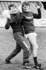 Chris Waddle and Glenn Hoddle  British footballers  1987.