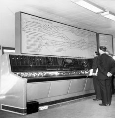 The new signal box control unit at Victoria Station  Manchester  1962.