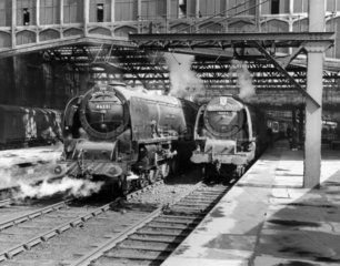 Steam locomotives at Carlisle Citadel Station  c mid 1950s.