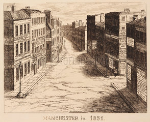 The empty streets of Manchester at the time of the Great Exhibition  1851.