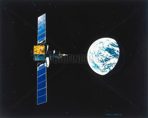 Artist’s impression of an Intelsat 5 communications satellite  1980.