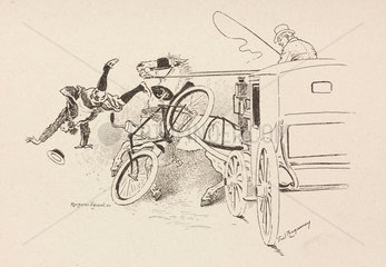 Accident involving a cyclist and a horse-drawn vehicle  1898.