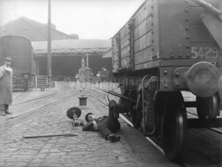 Simulated accident at Paddington Station  London  1913.