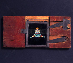 Lever mechanism magic lantern slide  19th century.