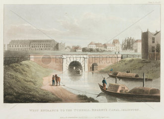 ‘West Entrance to the Tunnell  Regent’s Canal  Islington’  London  1822.