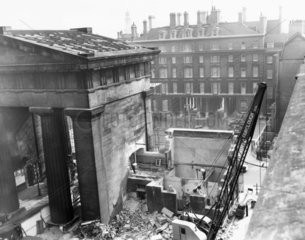 The demolition of the Doric portico at Euston Station  London  1961.