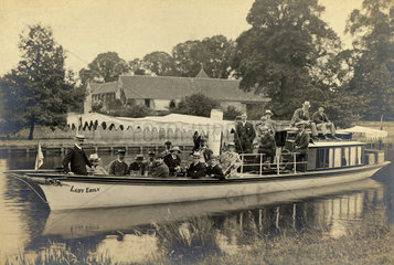 Men on a river boat  1901-1910.