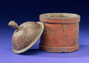 Cylindrical lead tobacco jar  English  1790-1830.