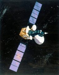 Artist’s impression of an Intelsat 5 communications satellite  1980.
