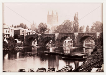 'Hereford  the Wye Bridge and Cathedral'  c 1880.