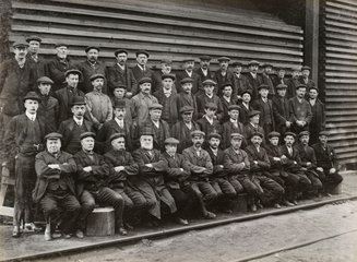 Workers at Doncaster carriage works  South Yorkshire  c 1916.