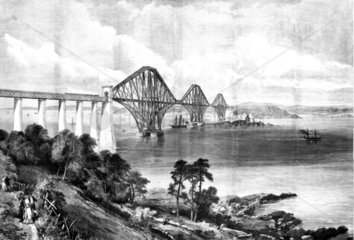 The Forth Bridge from the southern shore  1889.