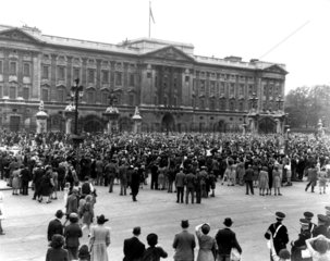 VE Day Celebrations  8 May 1945. Crowds out