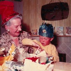 Little boy with his grandmother  Christmas