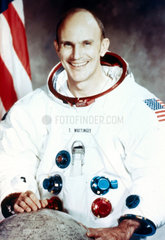Apollo 16 astronaut Thomas Mattingly in spacesuit  1971.