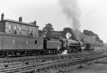 Steam locomotive  No 70015 'Apollo'  Wakefield Kirkgate Station  c 1966.