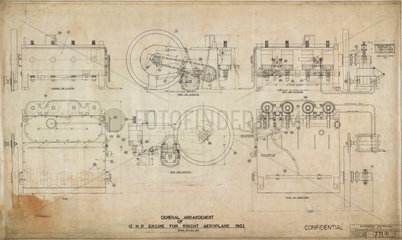 General arrangement of 12 HP engine of Wright ‘Flyer’  1903.