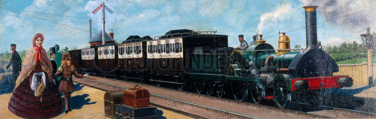 L&NWR first and second class train  Sandbach  Cheshire  1850.