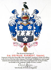 The coat of arms of Sir George Everest  1990.