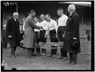 The Duke of York meeting the Everton football team  April 1933.