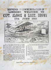 Alcock and Brown's pioneering transatlantic flight  17 June 1919.