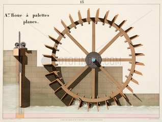 Waterwheel with flat paddles  1856.