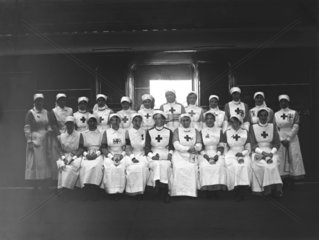 Group of nurses at Huddersfield Station  First World War  17 November 1917.