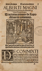 Title page to a medieval German work on mineralogy and alchemy  1518.