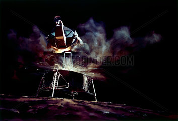 Apollo Lunar Module ascent stage taking off from the Moon  1968.