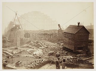 Construction of St Pancras Station  London  c 1867.