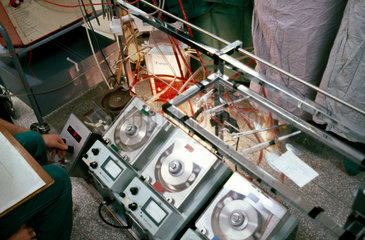 Monitoring equipment  St George's Hospital  London  c 1979.