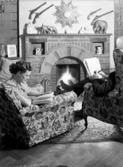 Man and woman reading  1951.