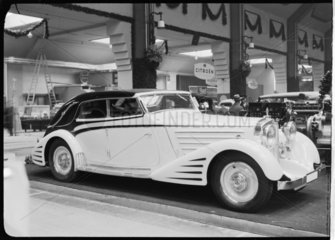 Motor car on display at a motor show  c 1934.