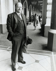 Sir Richard Beeching outside Charing Cross Hotel  London  27 March 1963.