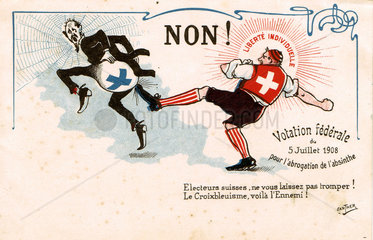 Anti-absinthe prohibition card  c 1908.