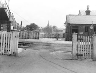 Level crossing at Turton and Edgworth Station  Lancashire  26 March 1928.