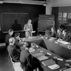 Training tailors at Montague Burton  a classroom scene  Guisborough  1960.