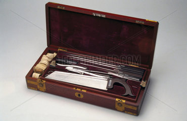 Surgical instrument set  mid 19th century.