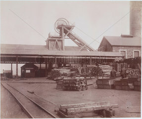 Yard at pit head  Wales  1880-1895.