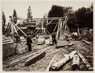 Winding gear at Belsize Tunnel  London  c 1865.